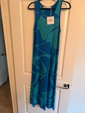 Marie Oliver Aqua & Teal Mesh Tank Dress Size Large